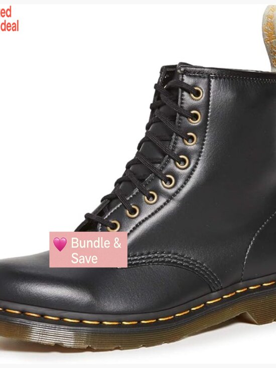 8 Eye Lace-Up Combat Boot with Yellow Stitching main image 7